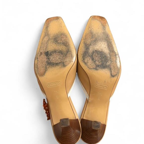 Vintage‎ y2k made in italy Coach beige Bow Slides Mules sz. 7-7.5 - Picture 8 of 8